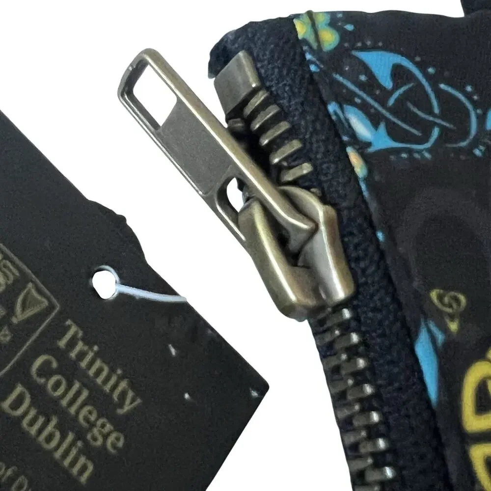 Book of Kells Celtic Alphabet Zip Pouch Trinity College Dublin Black NWT